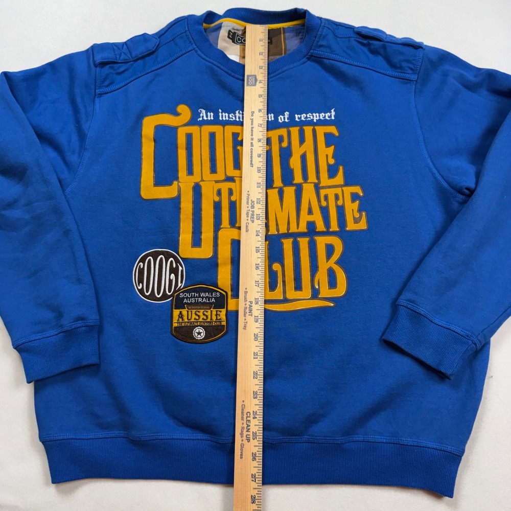 Coogi The Ultimate Club Blue Graphic Crewneck Sweatshirt Mens XL Aussie Patch - Picture 6 of 8